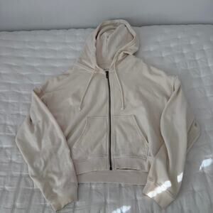 American Eagle Cream Zip Up Cropped Jacket - Size S. Flaws shown